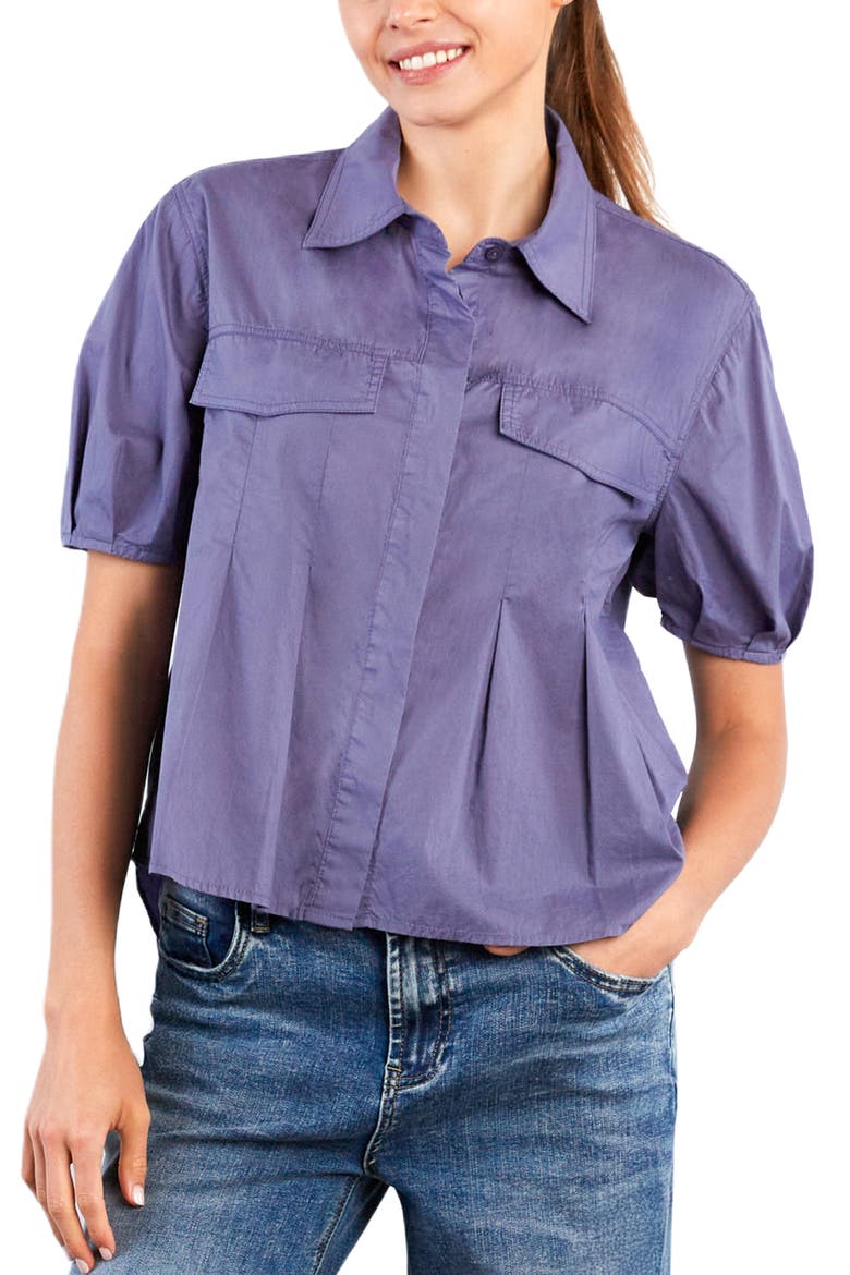 Pincess Pleated Shirt, Main, color, BLUE GARNITE