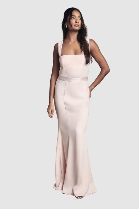 Square Neck Satin Maxi Dress
