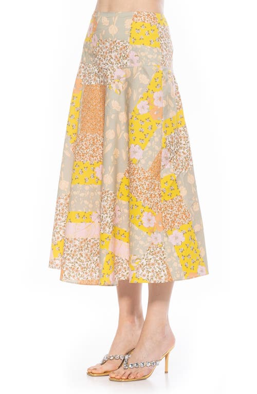 Shop Alexia Admor Hadley Stretch Cotton Midi Skirt In Ivory Patch Floral