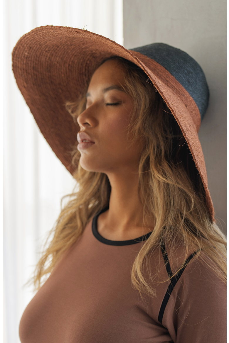 The Riri Duo Jute Straw Hat, Alternate, color, Burnt Sienna