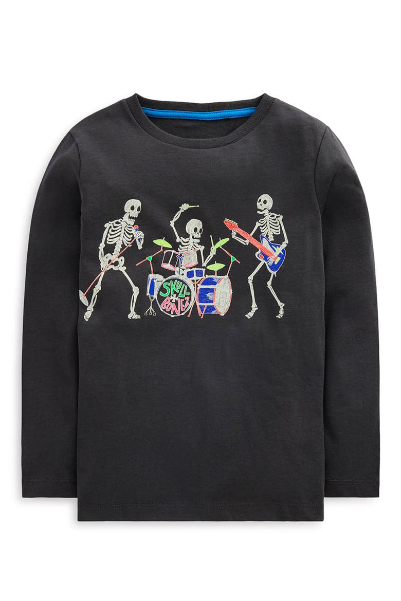 Kids' Glow-in-the-Dark Graphic T-Shirt, Main, color, SHADOW GREY, SKELETON BAND