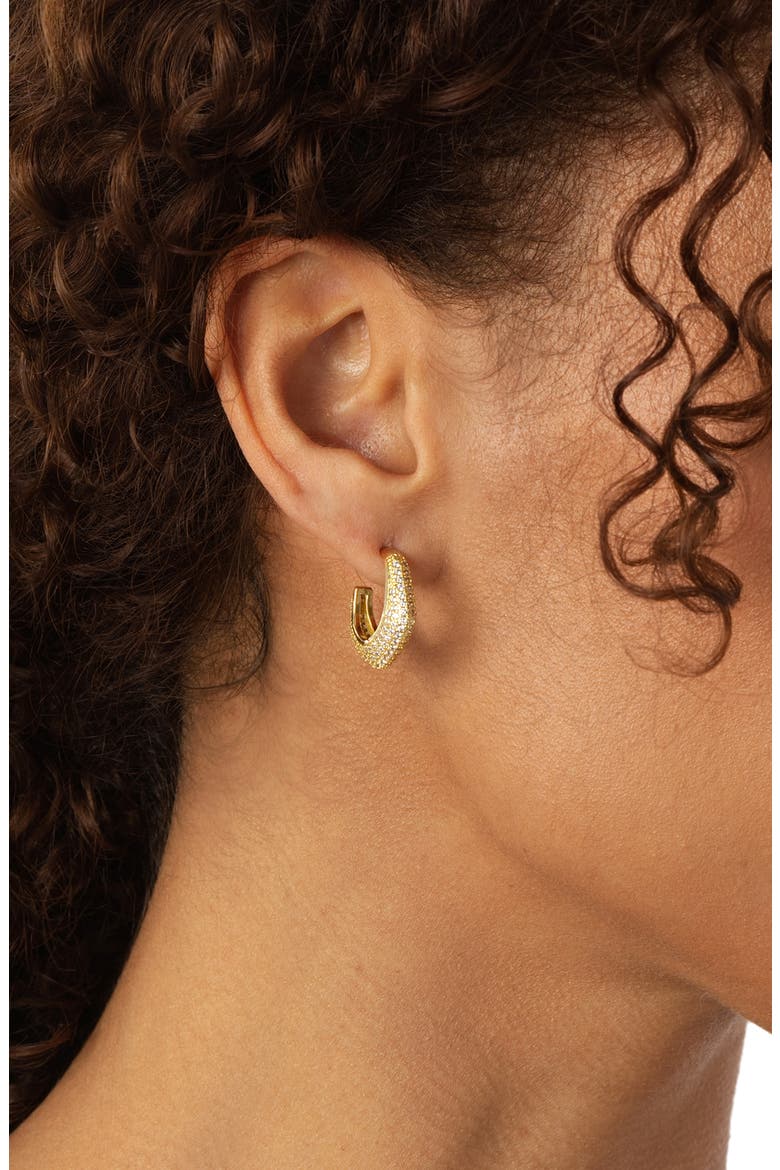 Pavé V-Shape Hoop Earrings, Alternate, color, GOLD