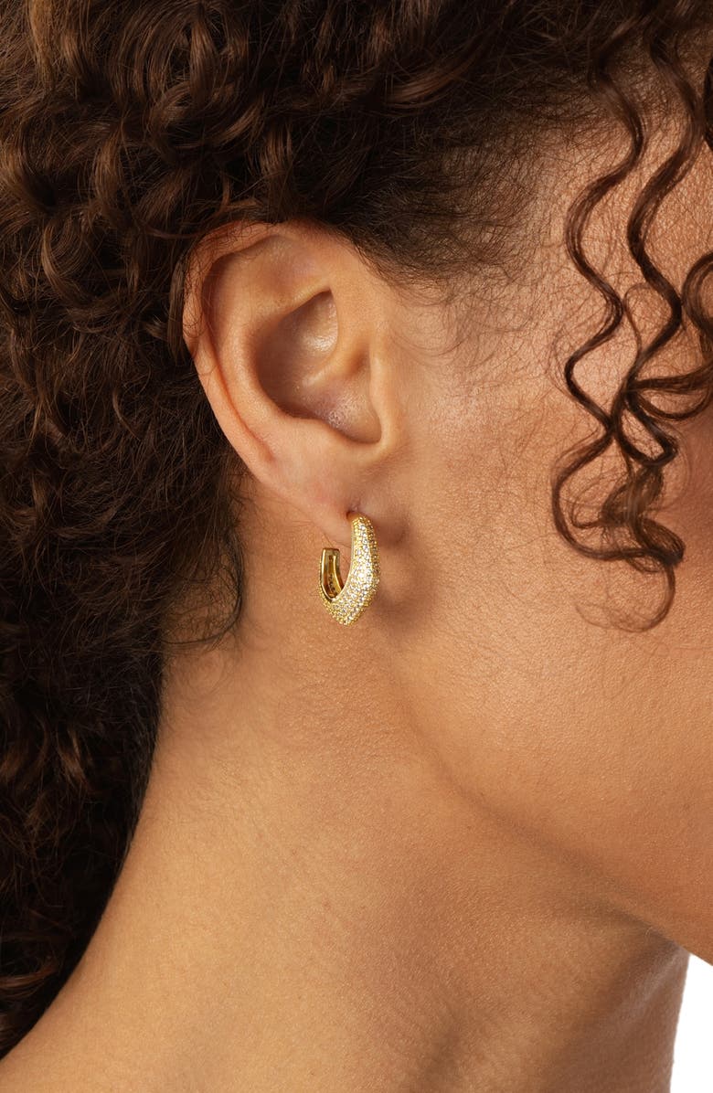 ATHRA LUXE Pavé V-Shape Hoop Earrings, Alternate, color, Gold