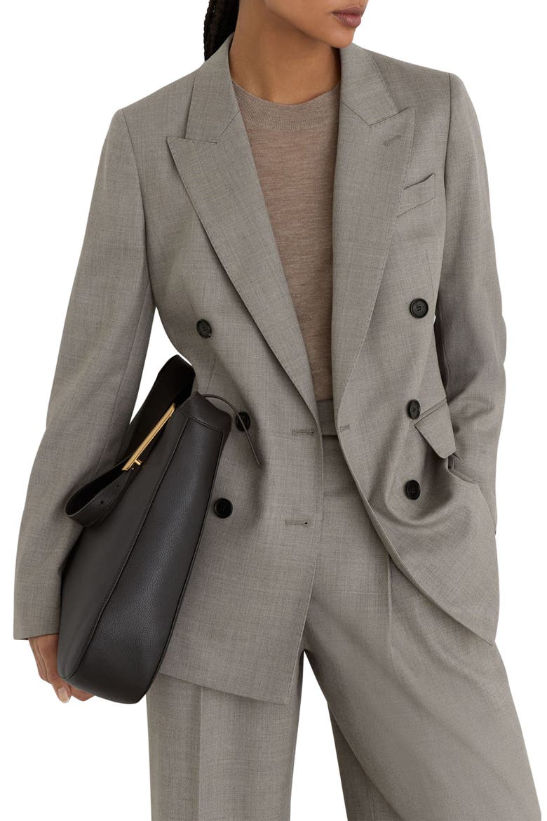 Darcy Wool Blend Double Breasted Blazer, Alternate, color, LIGHT GREY