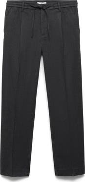 MANGO Pleated Regular Fit Flannel Pants