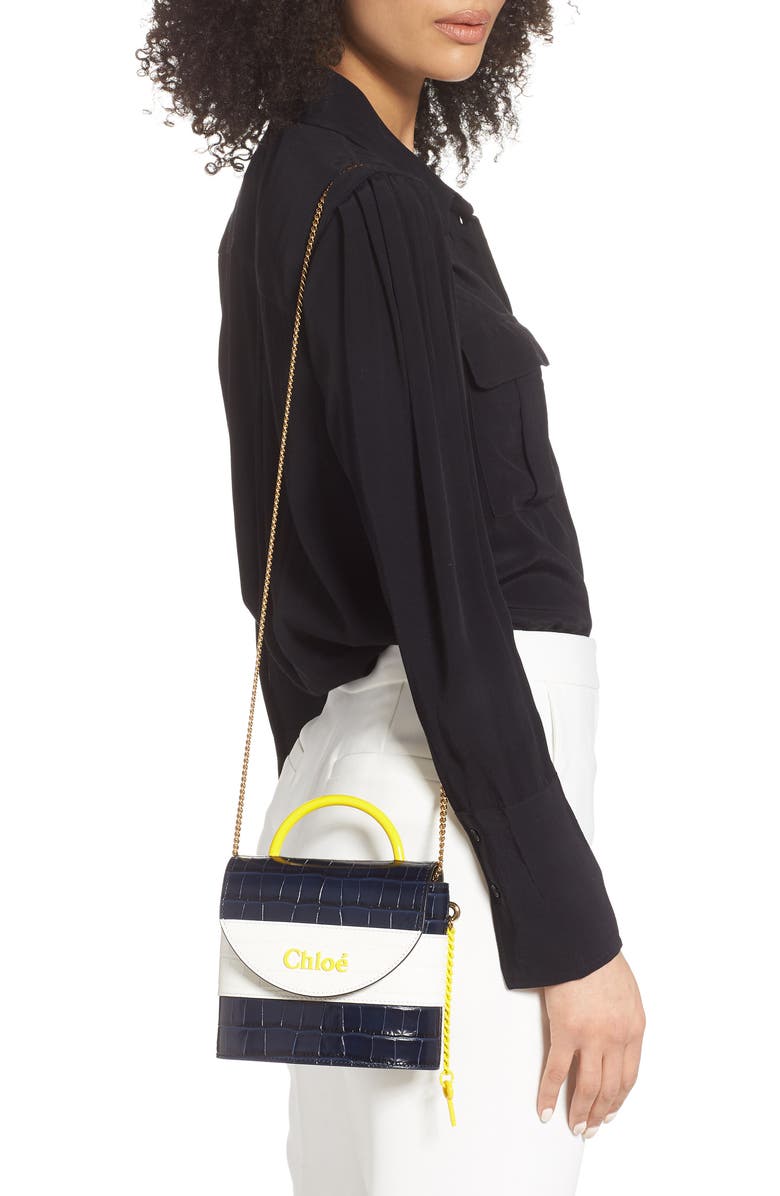 Chloé Small Aby Lock Croc Embossed Leather Shoulder Bag, Alternate, color,