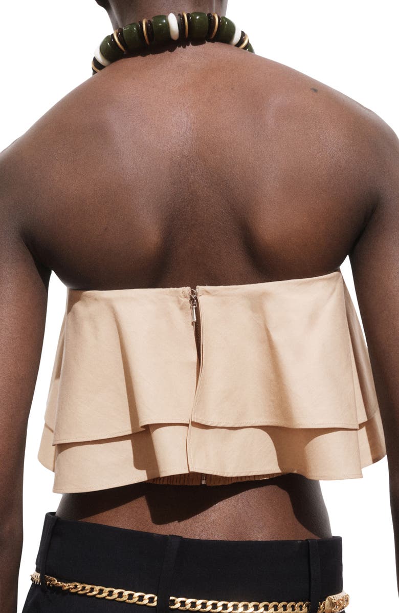 MANGO Strapless Ruffle Top, Alternate, color, Beige