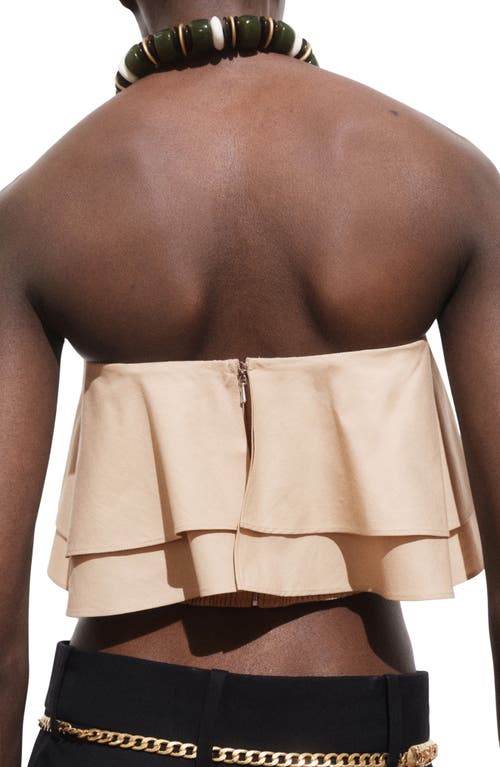 Mango Strapless Top With Ruffles In Neutral