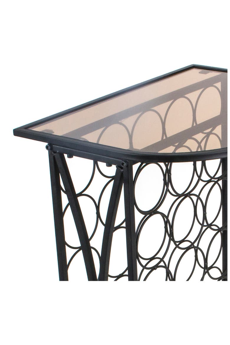 Glass Top 30 Bottle Wine Stand, Alternate, color, BLACK