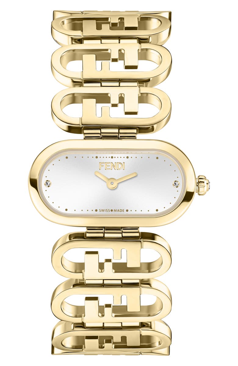Fendi O'Lock Diamond Bracelet Watch, 28.3mm x 14.8mm, Main, color, 