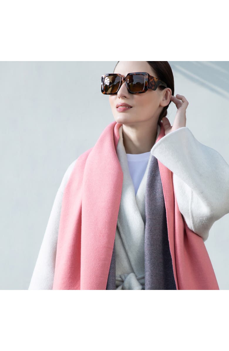 Youzey The Victoria- Reversible Scarf in Pink and Grey, Alternate, color, Pink/Grey