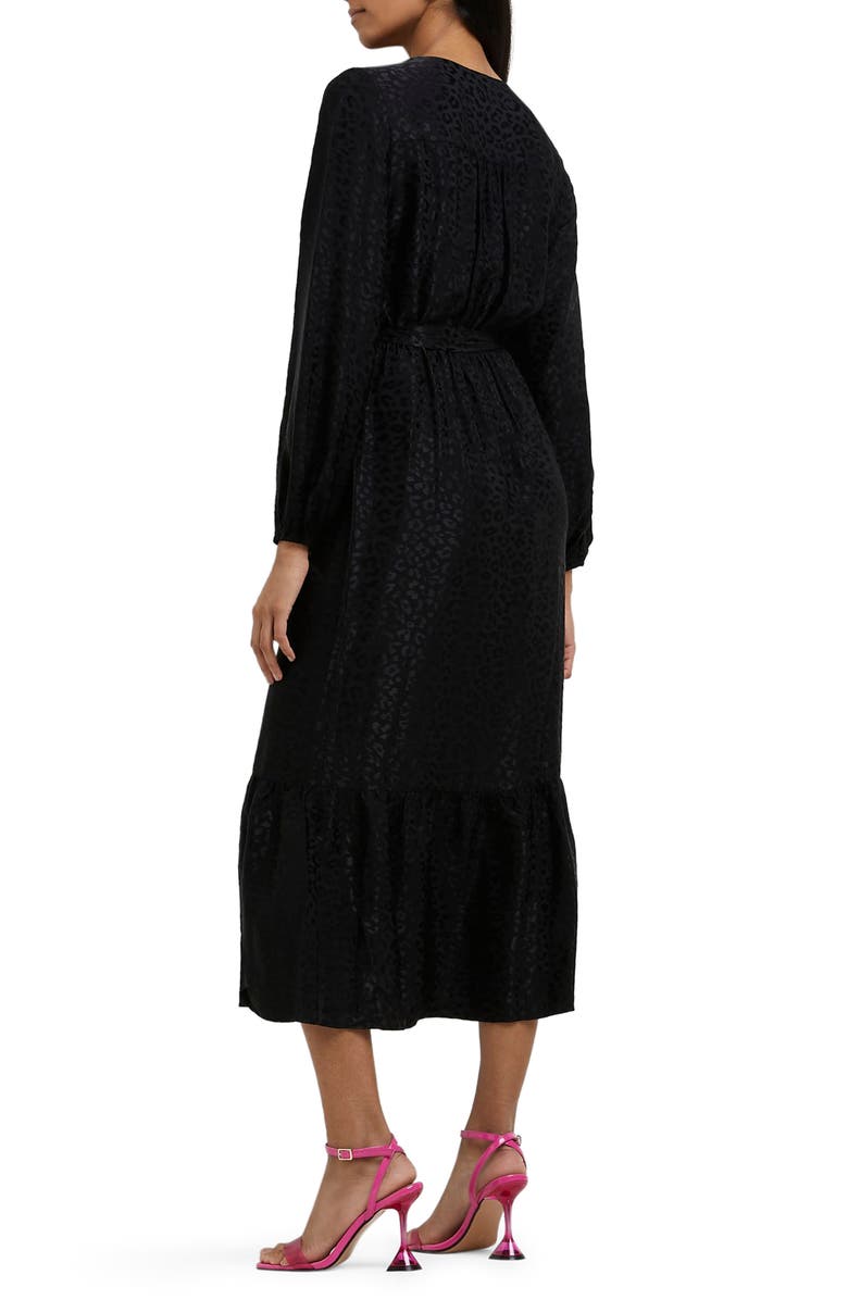 River Island Long Sleeve Jacquard Wrap Dress, Alternate, color, 