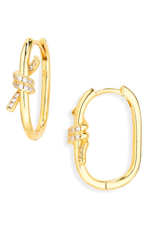 Cubic Zirconia Knot Oval Hoop Earrings
