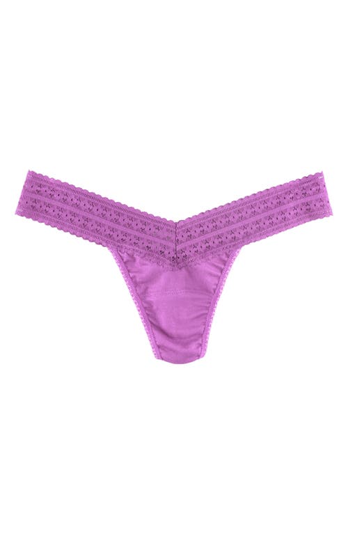 Hanky Panky Low Rise Lace Trim Thong In Pink