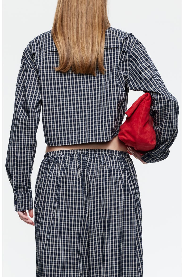 Aura Plaid Cotton Crop Jacket, Alternate, color, NAVY LEMON PLAID