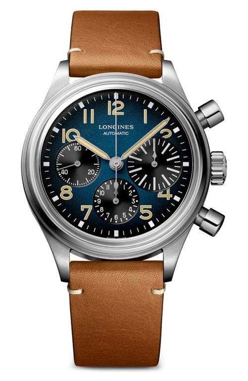 Longines Aviation BigEye Automatic Chronograph Leather Strap Watch, 41mm in Petroleum  product