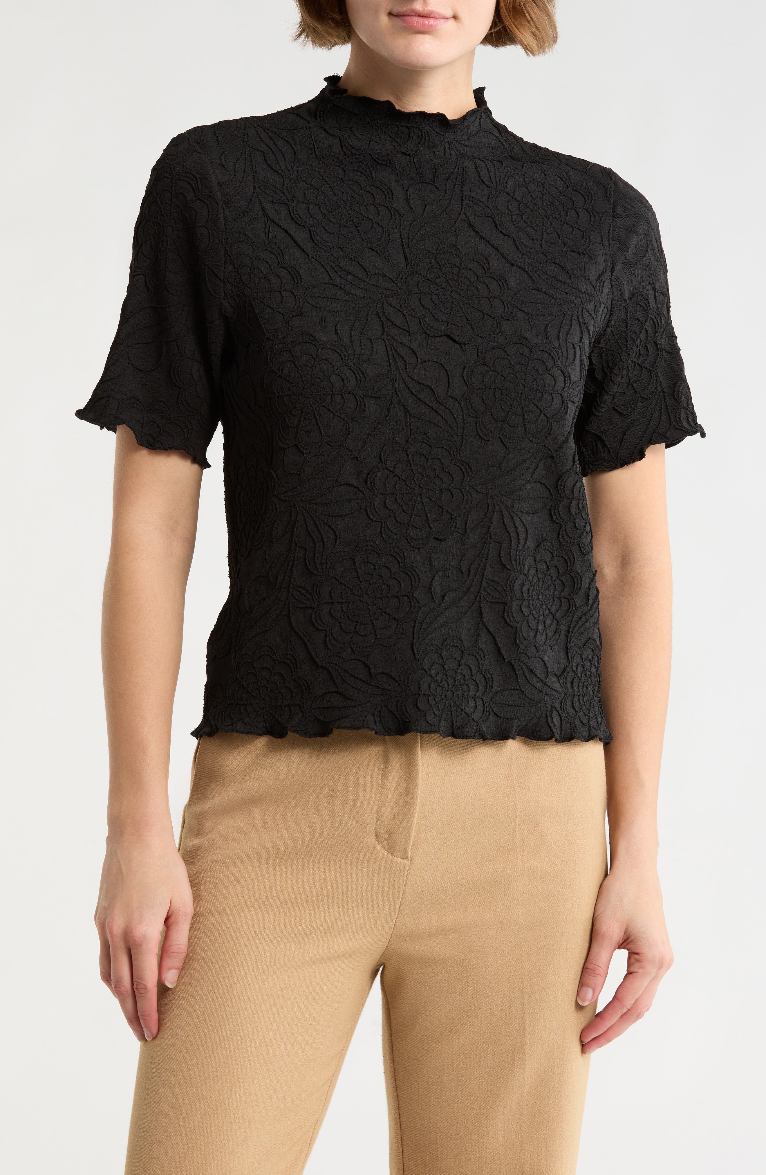 Adrianna Papell Floral Textured Knit Top