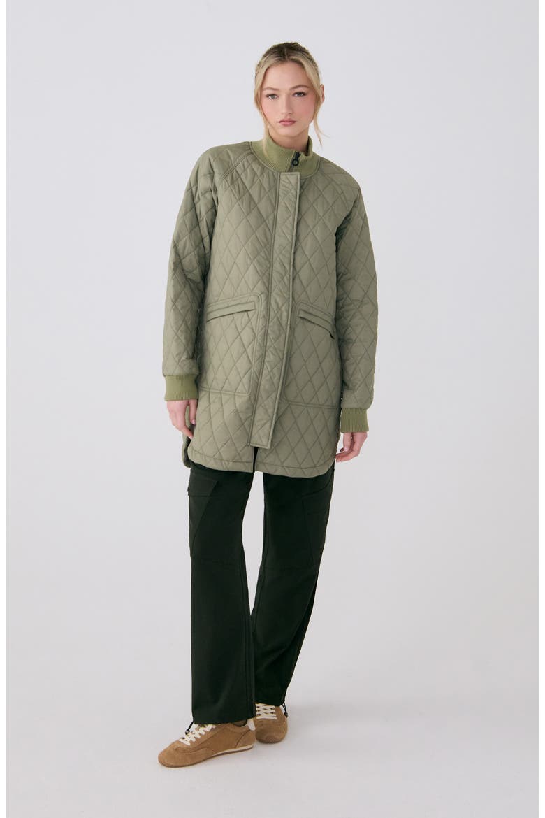 Quilted Water Repellent Nylon Bomber Jacket, Alternate, color, WILLOW