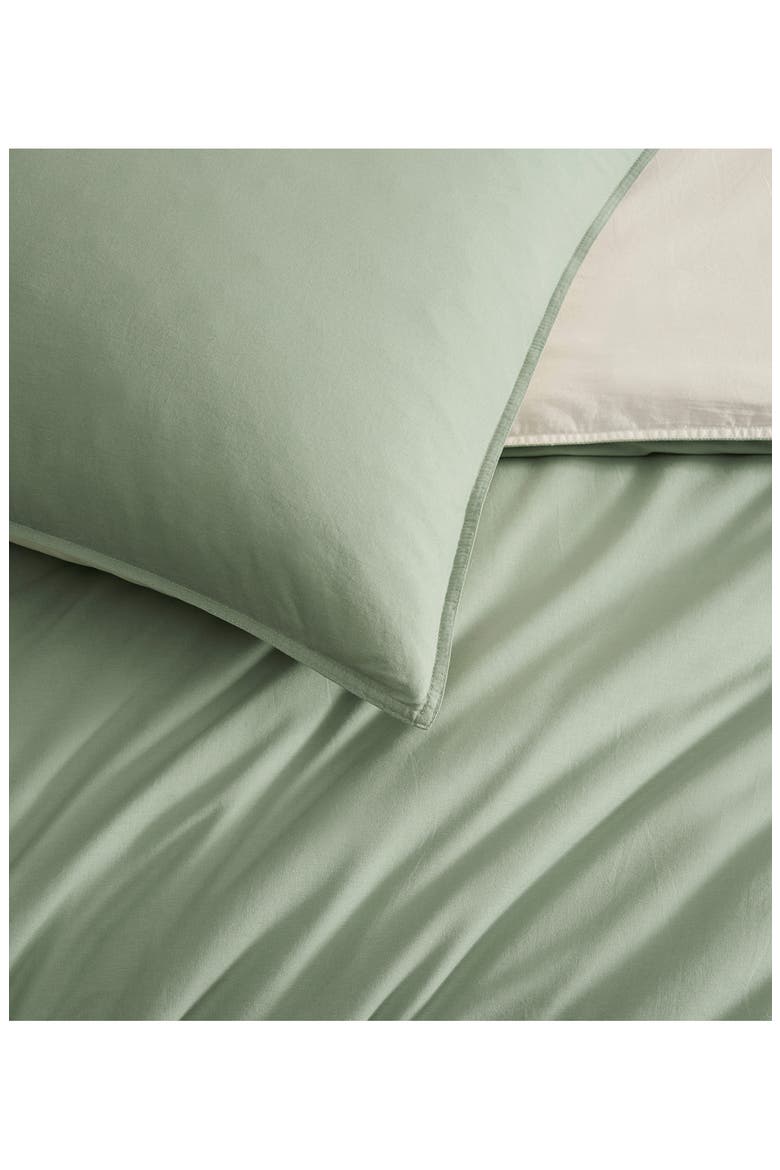Reversible Vintage Washed Cotton Duvet & Sham Set, Alternate, color, GREEN/ KHAKI