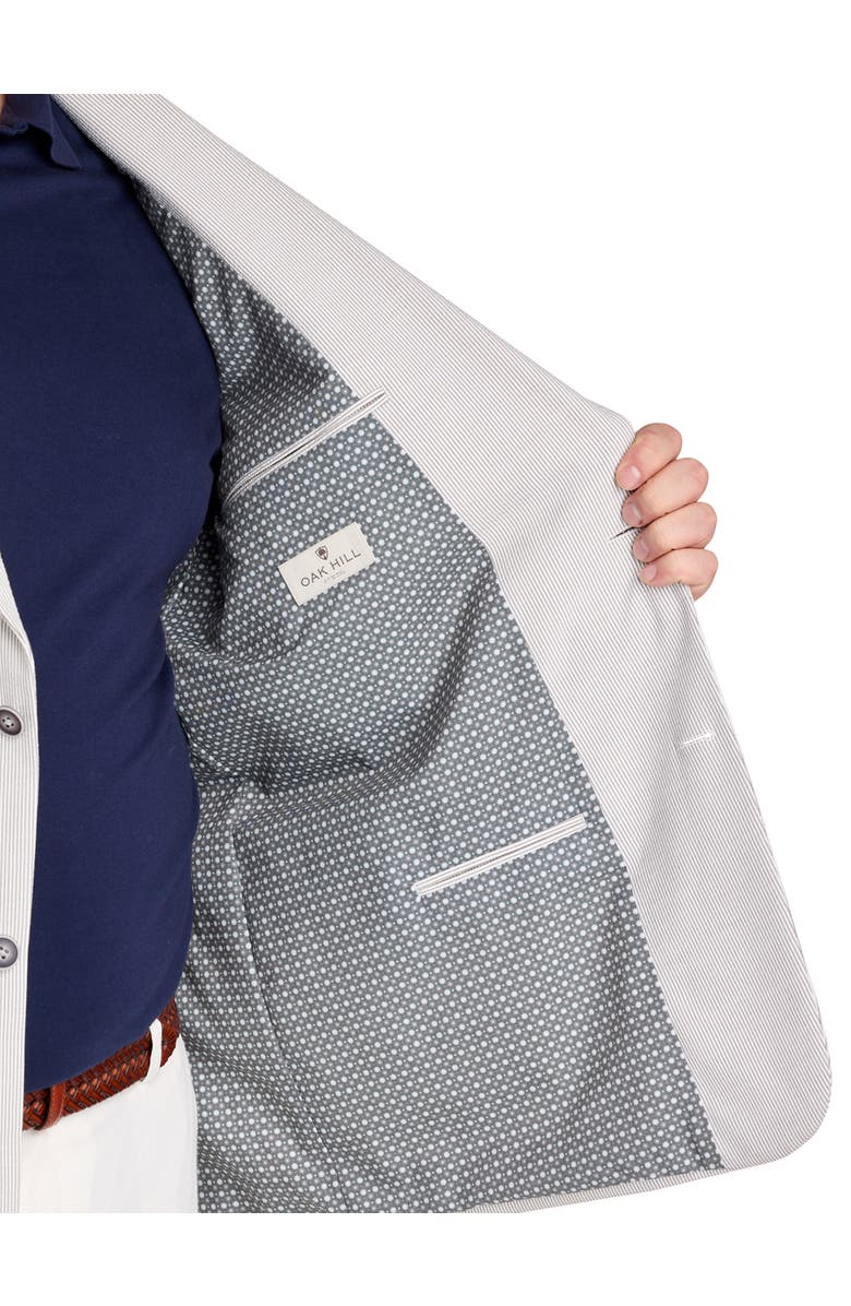 Oak Hill by DXL Big & Tall Striped Seersucker Sport Coat, Alternate, color, Grey