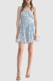 Lush Tie Strap Smocked Minidress
