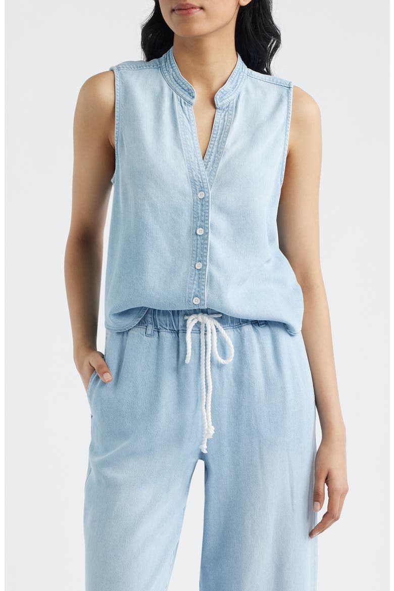 Sleeveless Denim Shirt, Main, color, COOL CAPRI WASH