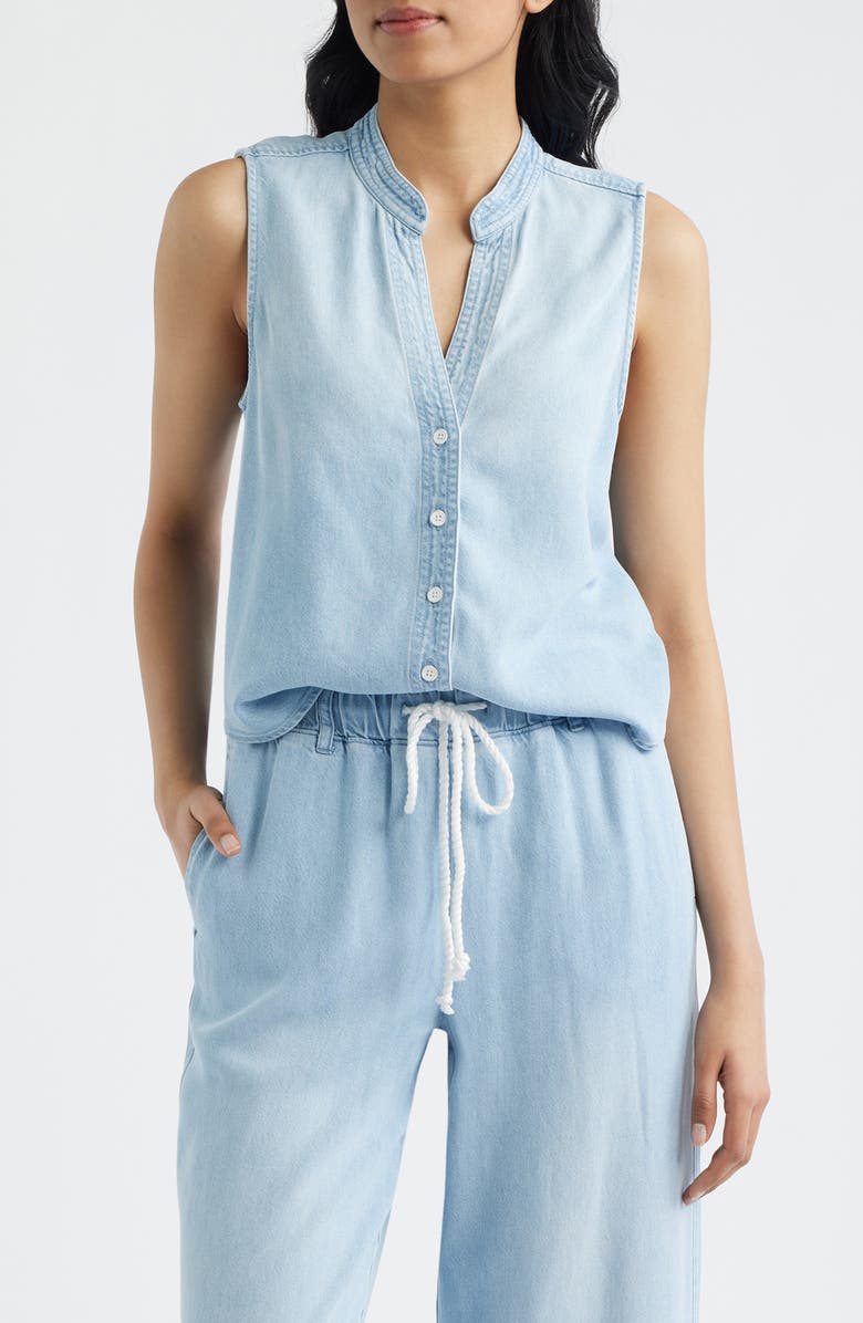 Cloth & Stone Sleeveless Denim Shirt, Main, color, Cool Capri Wash