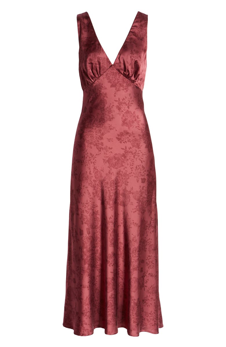 WAYF Rosetta V-Neck Satin Dress, Alternate, color, 