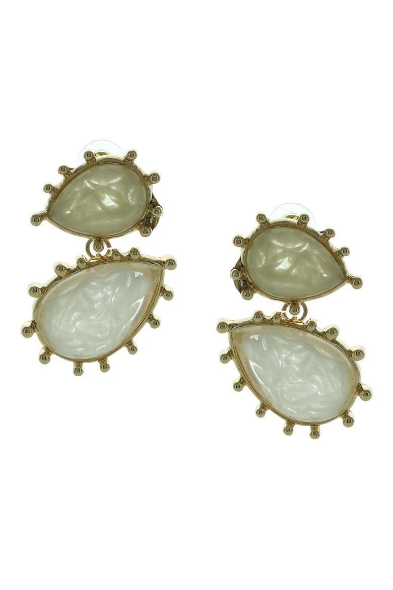 Laylana Pear Resin Drop Earrings, Main, color, GOLD / WHITE