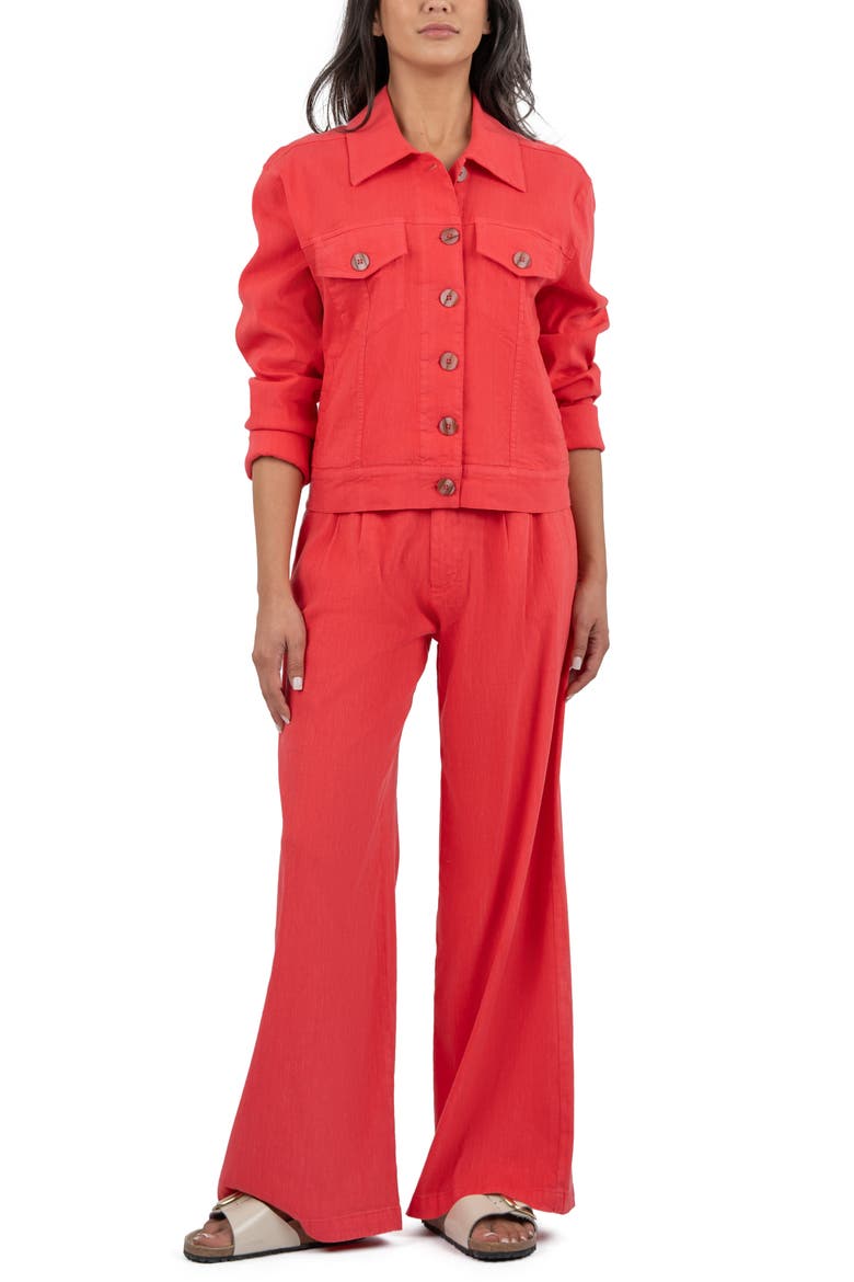 Ryan Wide Leg Linen Blend Pants, Alternate, color, WATERMELON