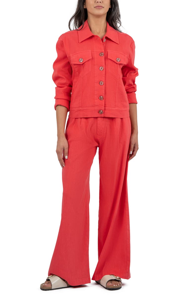 KUT from the Kloth Ryan Wide Leg Linen Blend Pants, Alternate, color, Watermelon