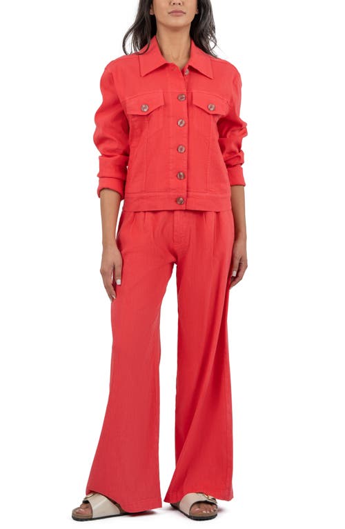 Kut From The Kloth Ryan Wide Leg Linen Blend Pants In Watermelon