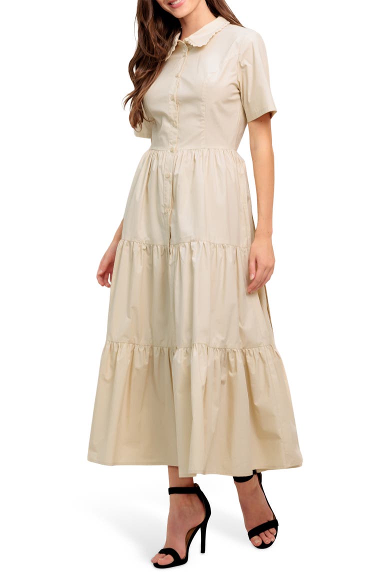 Scalloped Collar Maxi Dress, Alternate, color, BEIGE