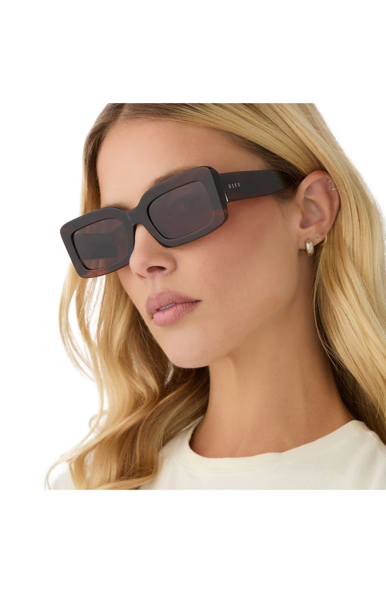 DIFF Indy 51mm Polarized Rectangular Sunglasses, Alternate, color, Brown