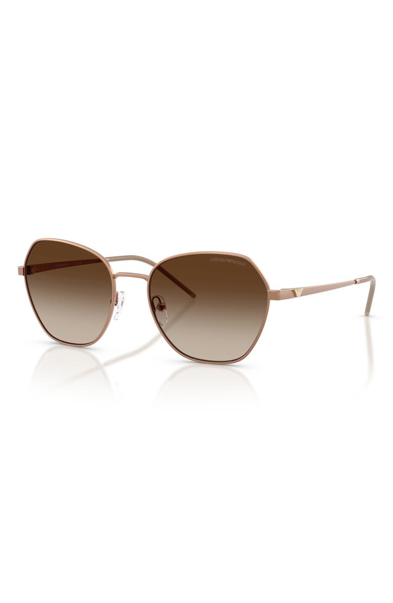 Emporio Armani 55mm Irregular Sunglasses, Alternate, color, Matte Tundra / Brown Gradient