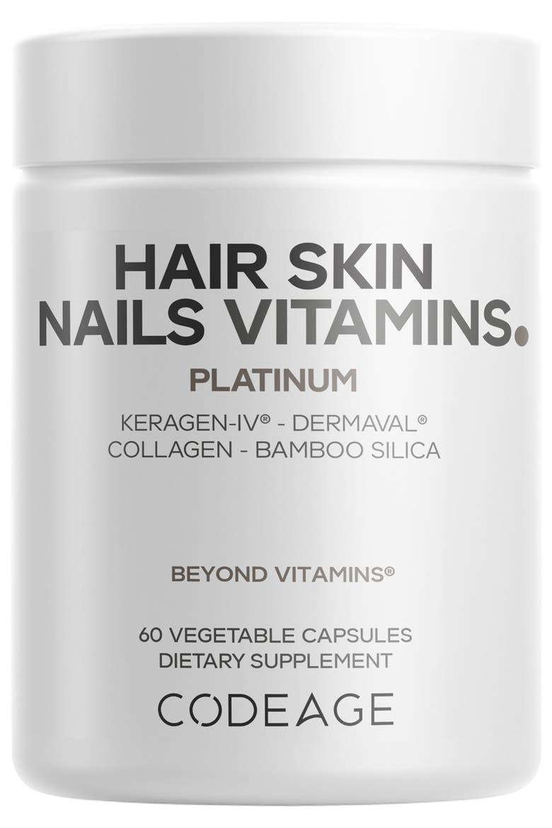 Hair Skin Nails Vitamins Platinum, Keratin, Dermaval, Biotin, Collagen, Main, color, White