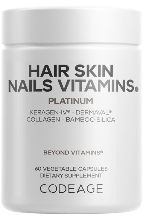 Hair Skin Nails Vitamins Platinum, Keratin, Dermaval, Biotin, Collagen