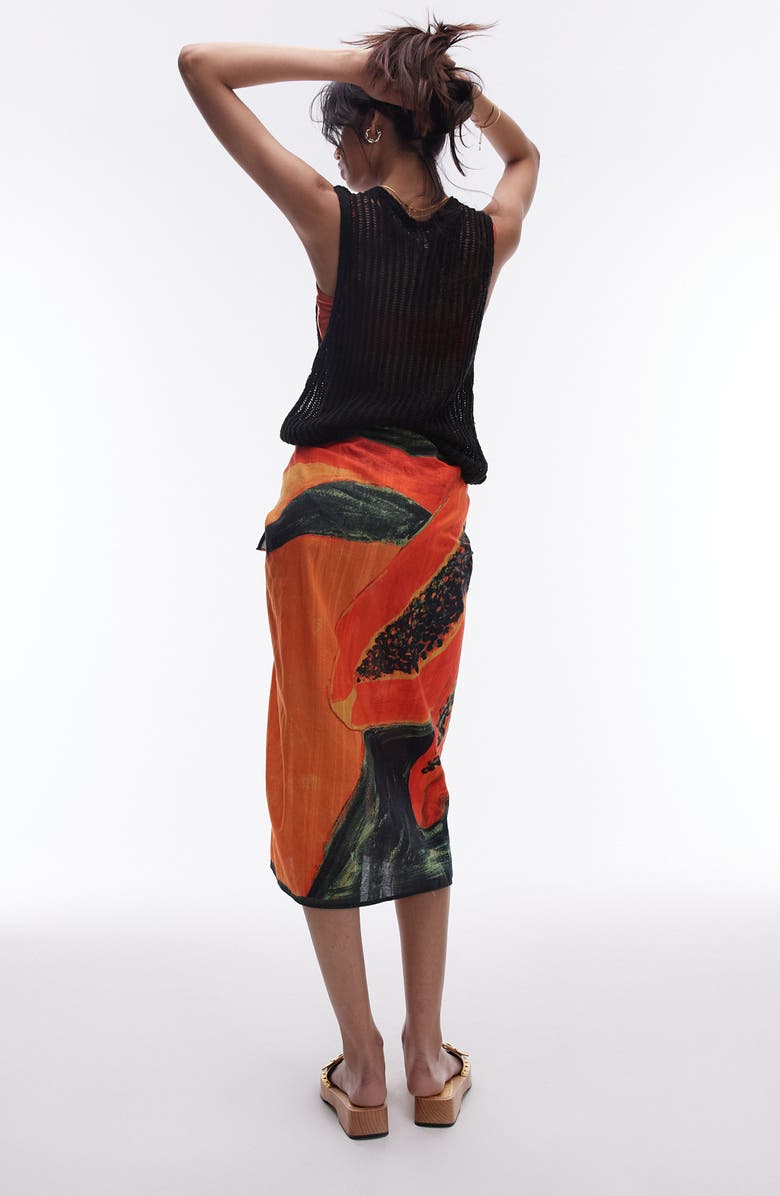 Topshop Papaya Midi Sarong, Alternate, color, 