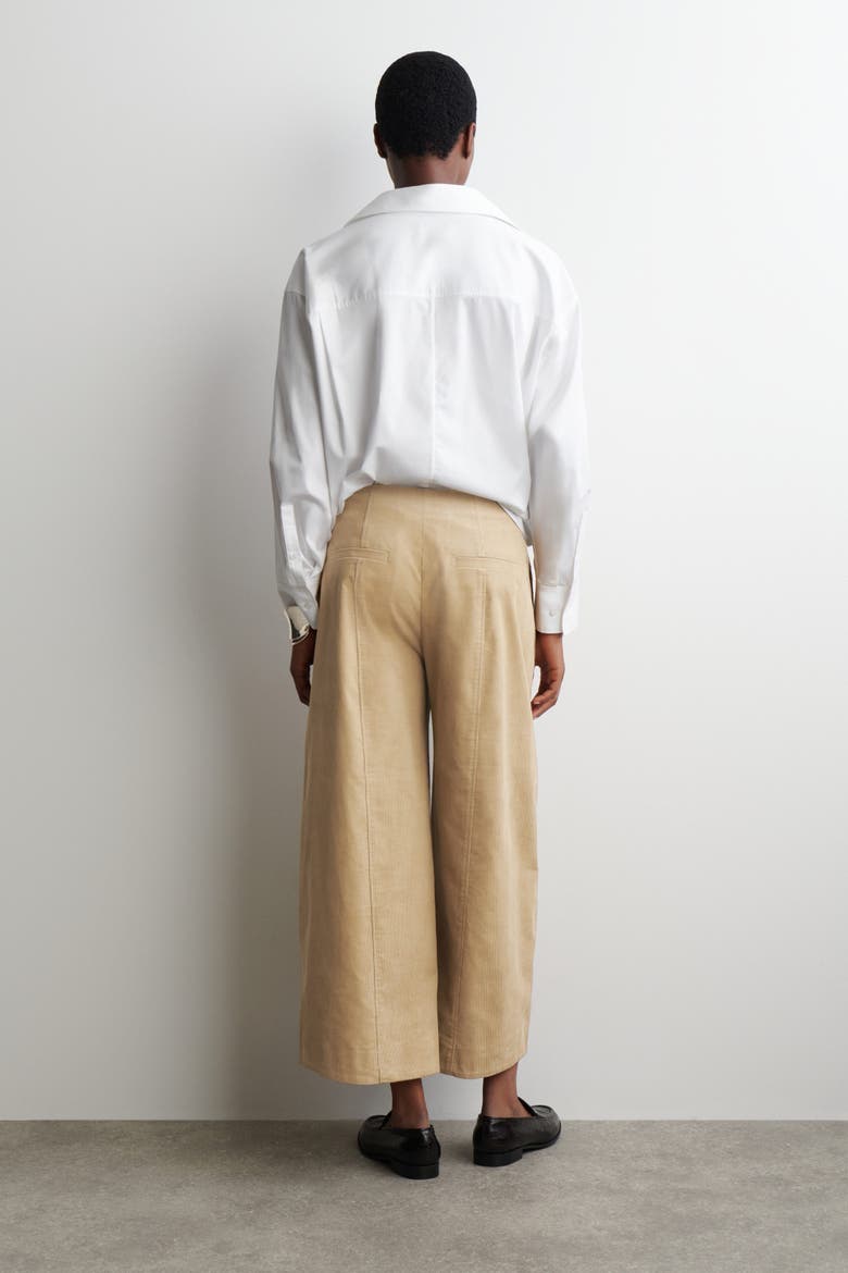 Corduroy Barrel-Leg Pants, Alternate, color, BEIGE