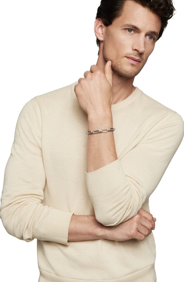 David Yurman Men's Elongated Open Link Chain Bracelet with Pavé Black Diamonds, Alternate, color,