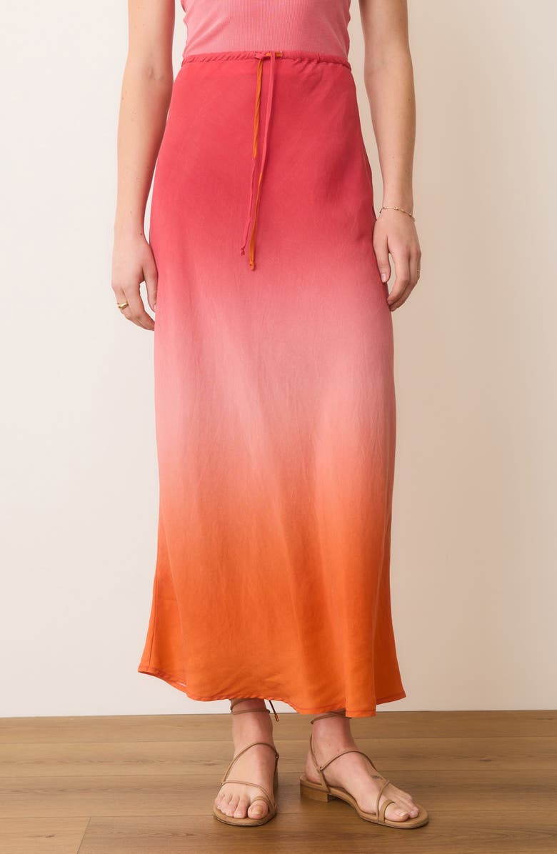 Marine Layer Gabriella Drawstring Maxi Skirt, Alternate, color, Warm Ombre