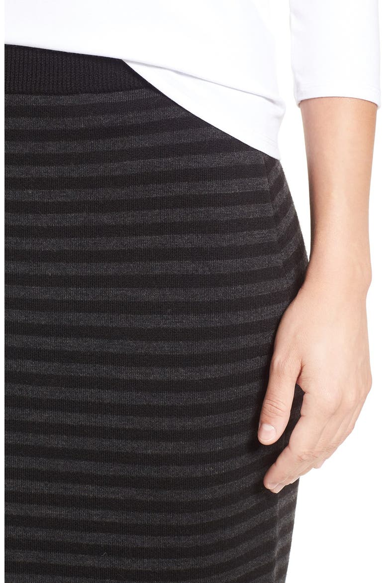 Merino Wool Blend Double Knit Stripe Pencil Skirt, Alternate, color, CHARCOAL/ BLACK