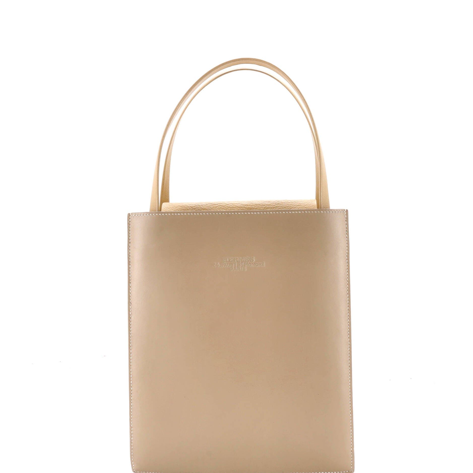 Pre-Owned Hermes Lucy Tote Leather MM, Main, color, Blanc Casse