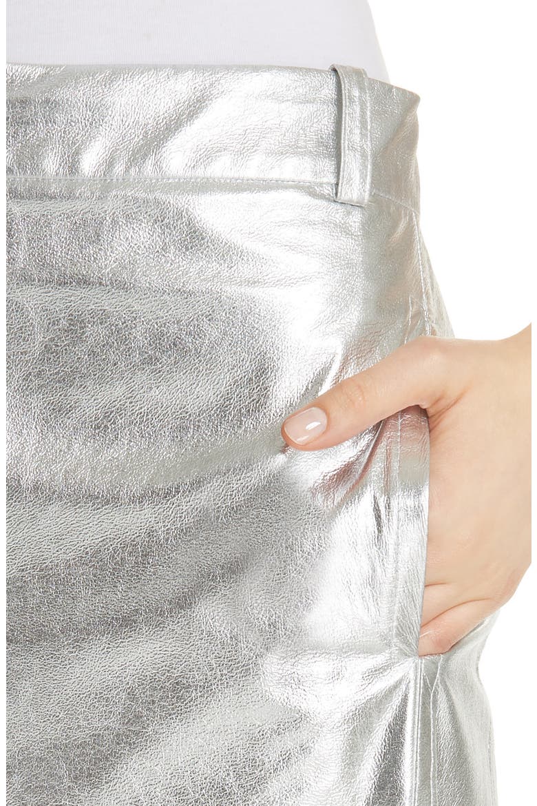 Tech Faux Leather Trouser Skirt, Alternate, color, SILVER