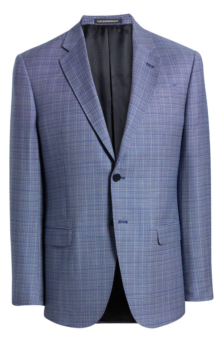 Emporio Armani Blue Microcheck Wool Sport Coat, Alternate, color, Solid Medium Blue