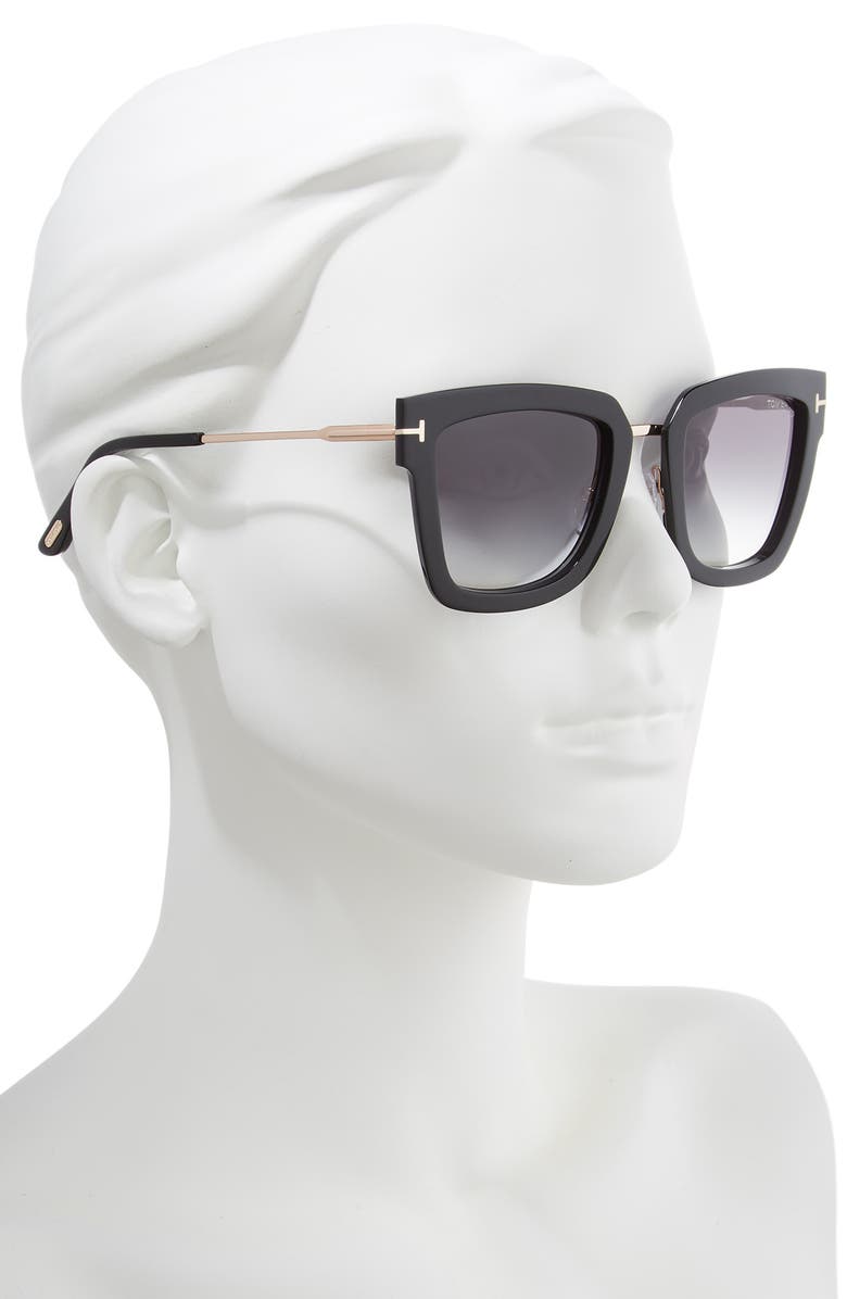 TOM FORD Lara 52mm Mirrored Square Sunglasses, Alternate, color, 