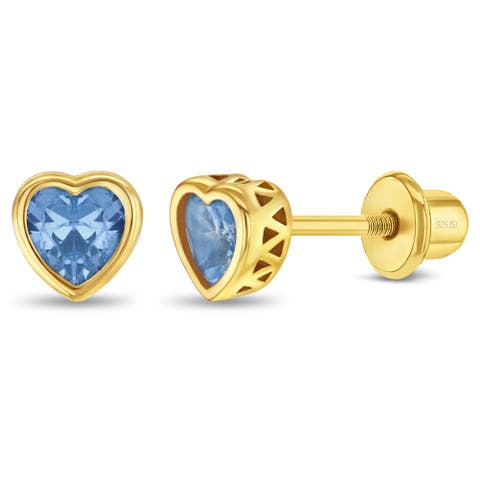 Heart CZ Bezel Girl Earrings