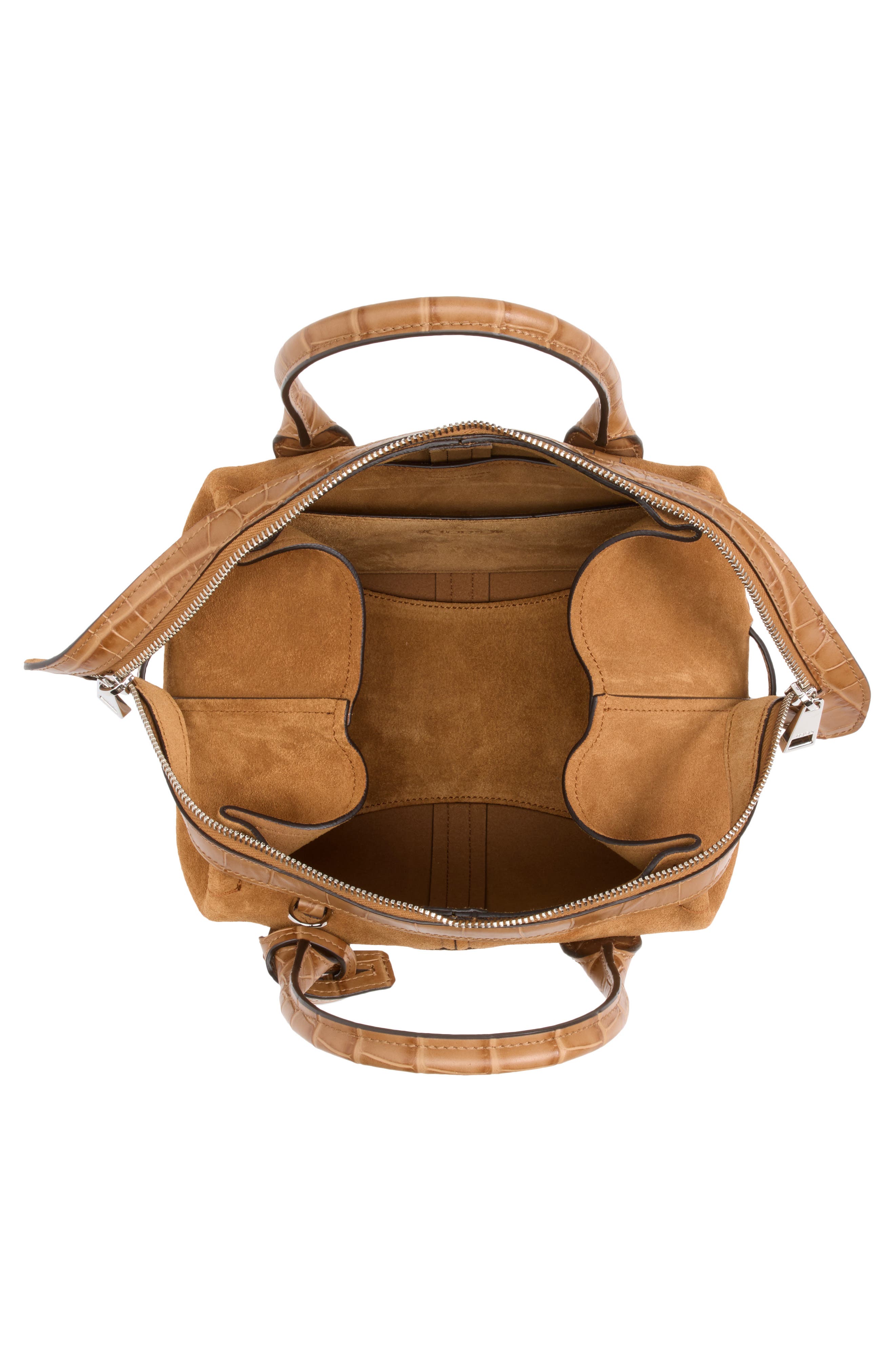 Bauletto Mini Croc Embossed Leather Crossbody Bag, Alternate, color, TERRA/ BISCOTTO