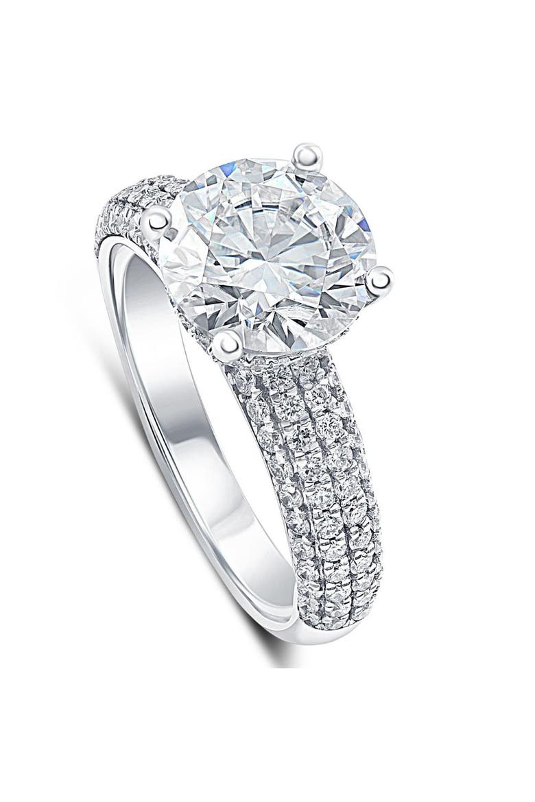 Certified 3.66Ct Micro Pave Diamond Engagement Ring 10k Gold Lab Grown, Alternate, color, 10k White Gold