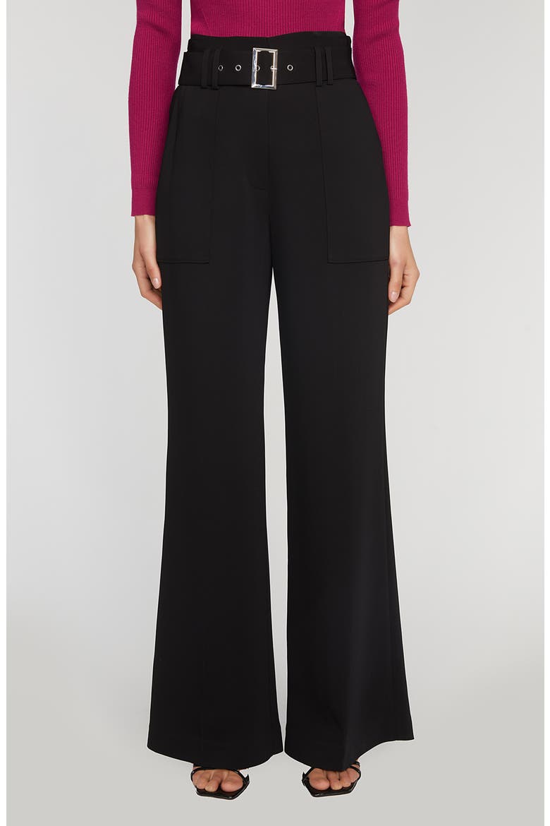 The Diana Belted High Waist Flare Pants, Main, color, NOIR